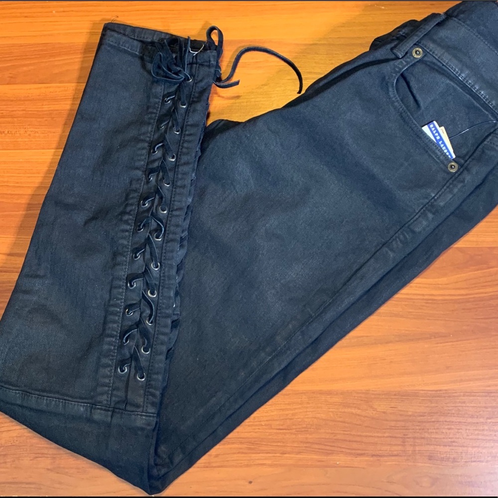 NWT Polo Ralph Lauren Lace- Up Skinny Jeans